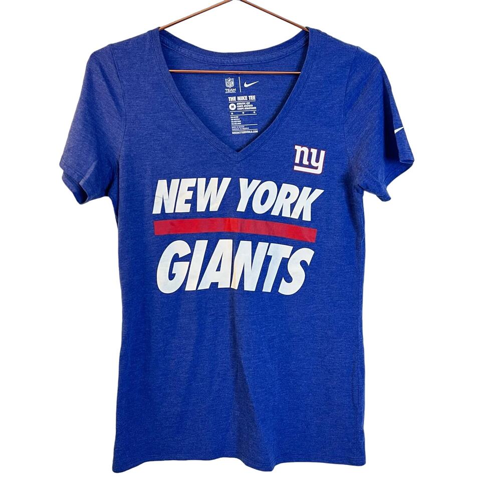 NFL New York Giants x The Nike Tee Short Sleeve V-Neck Athletic Cut T-Shirt blue